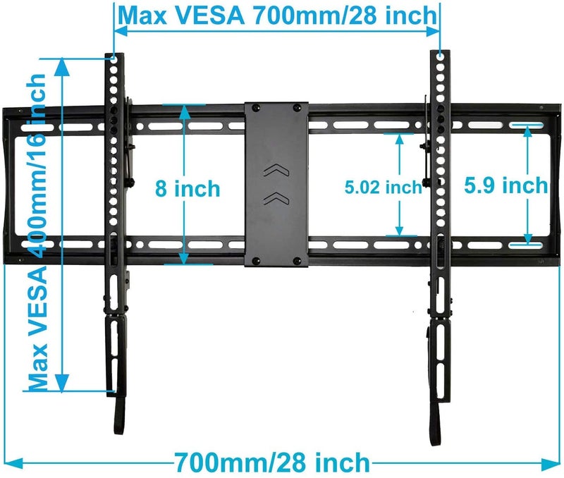 VideoSecu Tilt TV Wall Mount Bracket for Most 23"- 65" LCD LED Plasma TV Flat Panel Screen with VESA 200x100 to 600x400mm, Load Capacity 165lbs, 15 Degree Tilt up or down - Bonus 10 ft HDMI Cable and Magnetic Bubble Level MF608B BBM - Image 2